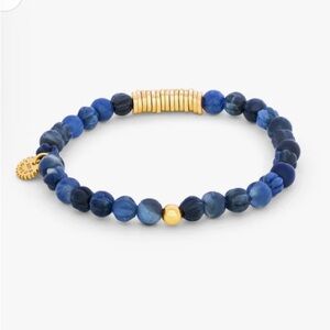 Tateossian Blue Sodalite Beaded Bracelet with silver 925 Gold Accents